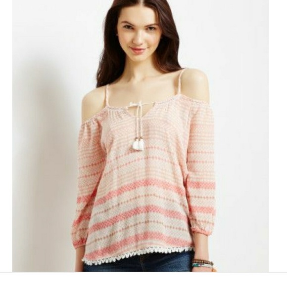 Bethany Mota Tops - BETHANY MOTA Cold Shoulder Tassel-tied Boho Top